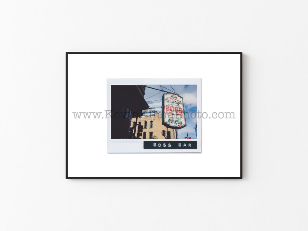 BOSS BAR, Chicago Photography Print Unframed Wall Art Polaroid Instant