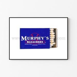 Chicago Photography Print - Vintage Matchbook Print - Unframed Wall Art - Chicago Bar, Murphy&#39;s Bleachers, Wrigleyville, Chicago
