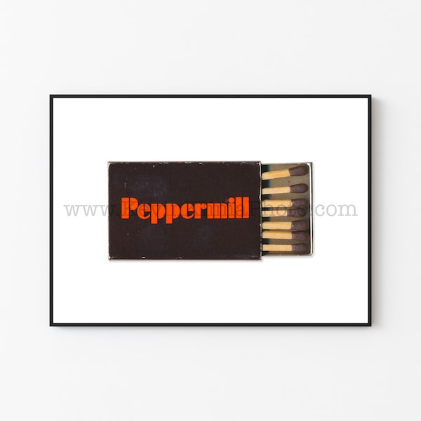 Vintage Las Vegas Matchbook Print - Unframed Wall Art Print - Peppermill Restaurant, Diner