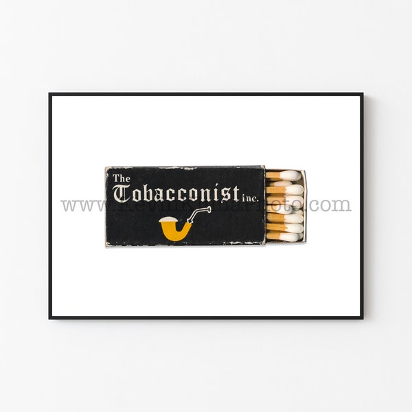 THE TOBACCONIST - Vintage California Matchbox Art Print - Unframed Wall Art Print - Cigarette Cigar Tobacco Smoker