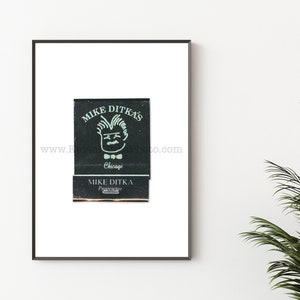 Ditka&#39;s - Chicago Bears - Vintage Matchbook Print - Wall Art Print