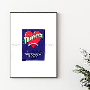 MOTHER&#39;S Bar, Chicago Wall Art - Vintage Matchbook Art Print - Unframed Wall Art Print - Chicago Restaurant, Bar Photography