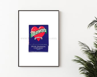 MOTHER'S Bar, Chicago Wall Art - Vintage Matchbook Art Print - Unframed Wall Art Print - Chicago Restaurant, Bar Photography