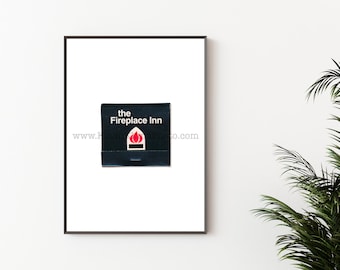 Chicago Photography Print - The Fireplace Inn - Vintage Matchbook Print - Unframed Wall Art Print - Apartment Decor - Old Town, Chicago