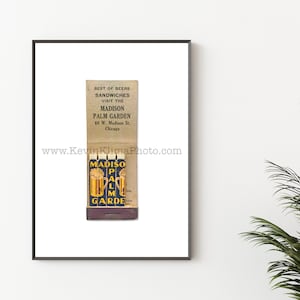 MADISON PALM GARDEN, Chicago - Chicago Photography Print - Vintage Matchbook Print - Unframed Wall Art