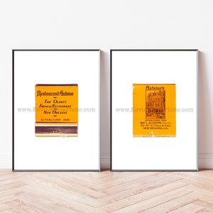 New Orleans Art, Set of 2 Restaurant Antoine Photography Prints - Vintage Matchbook Print - Unframed Wall Art Print