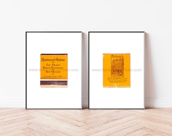New Orleans Art, Set of 2 Restaurant Antoine Photography Prints - Vintage Matchbook Print - Unframed Wall Art Print