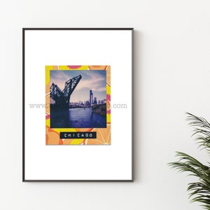 CHICAGO RIVER SKYLINE Fotografie - Ungerahmte Wandkunst - Polaroid Instant Film Print - Chicago Fotografie Druck