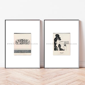 Vintage Philadelphia Art - Set of 2 Vintage Matchbook Prints - BIJOU CAFE - Modern Minimalist Wall Art Print - Phila, PA