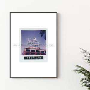 PORTLAND, OREGON Photography Print - Unframed Wall Art - Polaroid Instant Film Print, Portland Stag Sign, Portland Neon Sign