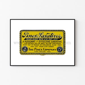 Bathroom Decor, Bathroom Wall Art, Restroom Photography - Vintage Photography Print - Original Unframed Wall Art - Pinex Laxatives