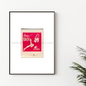 Come Back Soon - Modern Photography Print - Vintage Matchbook Print - Unframed, Ready to Frame Print - Kitchen Decor - Cool Red Wall Art