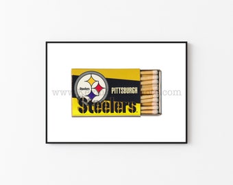 PITTSBURGH STEELERS Vintage Matchbook Print - Unframed Wall Art Print - Sports Photography, NFL Football Team, Vintage Wall Art