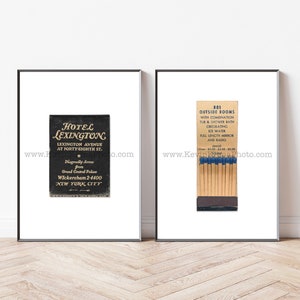 Hotel Lexington, New York City - Set of 2 Unframed Matchbook Prints - Vintage NYC Hotel Artwork