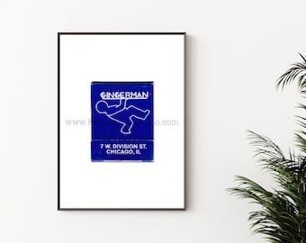 GINGERMAN, CHICAGO – Odbitka fotograficzna bez ramki, Odbitka w stylu vintage w pudełku zapałek – Stare bary w Chicago
