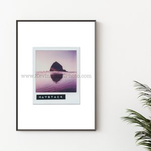 CANNON BEACH, OREGON Stampa fotografica - Arte murale senza cornice - Stampa su pellicola istantanea Polaroid, costa dell&#39;Oregon, Haystack Rock