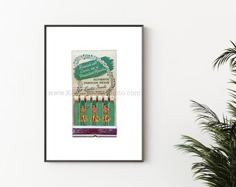 Hawaiian Paradise, Vintage Tiki Bar, Unframed Polynesian Matchbook Print - Vintage Matchbook Print - Original Tropical Wall Art Print