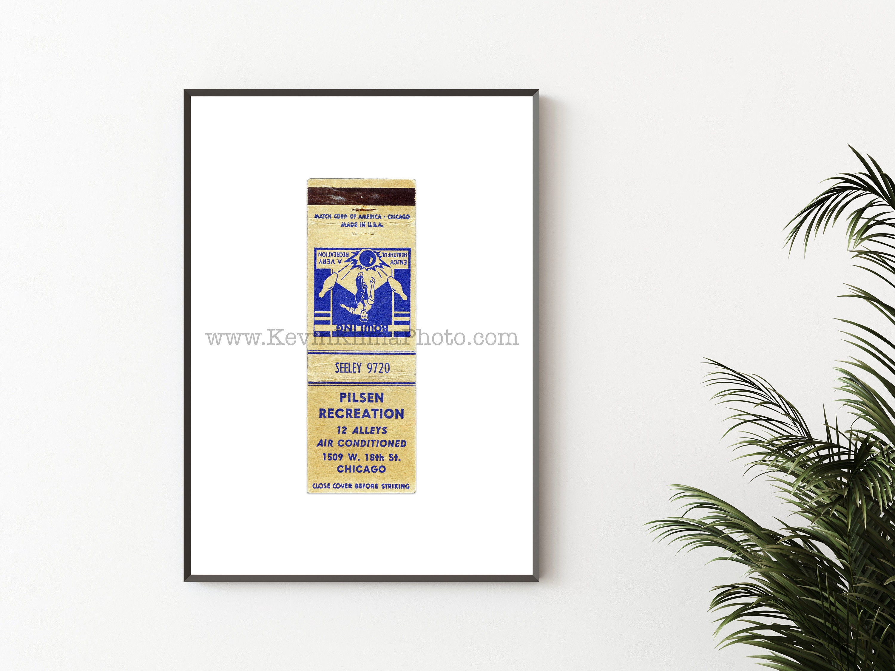PILSEN RECREATION BOWLING Alley, Pilsen, Chicago - Unframed Photography Print, Vintage Matchbook Print - Unframed Wall Art