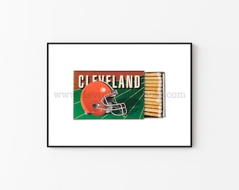 CLEVELAND BROWNS Vintage Matchbook Print - Unframed Wall Art Print - Sports Photography, NFL Football Team, Vintage Wall Art