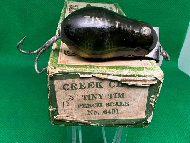Creek Chub Tiny Tim in Perch Wood Lure, Correct Box. 