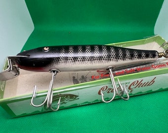 Vintage CREEK CHUB Leurre de pêche Pikie articulé | Vert clair 6818 Appâts de pêche en bois flash argenté | Leurre pour les yeux en verre | Cadeau pour papa | 6 1/4 - Canada