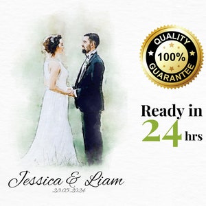 Custom Watercolor Portrait, Couple Portrait, Custom Wedding Anniversary, Wife, Husband gift, Boyfriend, Engagement Gift, Anniversary Gift