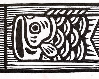 Koinobori Carp Streamer Linocut Postcard Print (Five Pack)