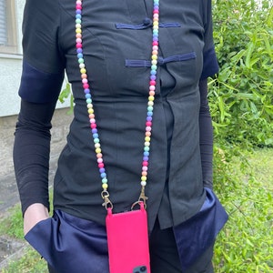 Chaîne de téléphone portable Barbarella été boho hippie bodycross perles colorées SANS ETUI ! (sans étui) perles acryliques