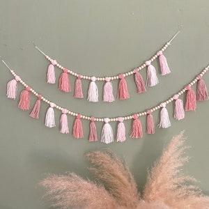 Tassel garland pennant chain pink tassel children's room decoration changing table decoration boho hippie baby