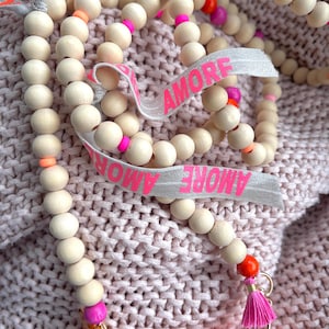 Chaîne de téléphone portable Amore Rainbow Boho Yoga Perles en bois Glands Hippie Bodycross Perles en bois Or SANS ÉTUI !  perles acryliques