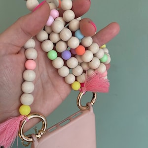 Chaîne de téléphone portable Boho Yoga perles en bois glands hippie bodycross perles en bois or SANS ETUI ! perles en bois perles acryliques