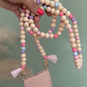 Chaîne de téléphone portable Klara perles en bois Bodycross Boho Hippie chaîne d'été collier de perles Mala glands (sans étui) perles en bois