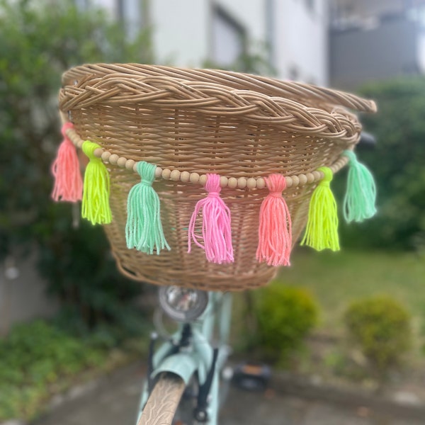 Fahrrad Girlande Wimpelkette Quasten Makramee Girlande Boho Fahrrad Zubehör Hollandrad Fahrradkorb Deko Neon Pride Lgtbq