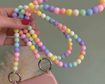 Mobile phone chain pastel hippie boho bodycross mobile phone bead chain mobile phone strap acrylic beads spring summer (excl. case) acrylic beads