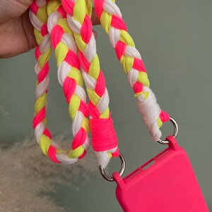 Neon mobiele telefoonkettingen zomer boho macramé mobiele telefoonband (excl. hoesje) crossbody textielgaren neon roze neon geel