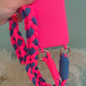 Neonroze mobiele telefoonkettingen zomer boho macrame mobiele telefoonriem (zonder hoesje!) Crossbody textielgaren neon roze neon geel