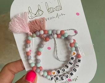 Buchstaben Armband Pastell Perlen bunt Geschenke für Freundin Busenfreundin beste Freundin