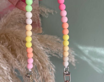 Mobile phone chain rainbow boho acrylic beads boho hippie mobile phone jewelry carabiner