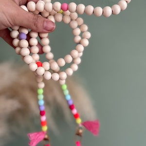 Chaîne de téléphone portable Boho arc-en-ciel yoga perles en bois perles acryliques glands hippie bodycross mousqueton SANS ÉTUI !