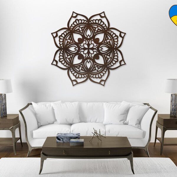 Wooden mandala decoration, Wood mandala wall decor, Floral mandala wall hanging, Wood mandala wall art, Flower wood wall decor
