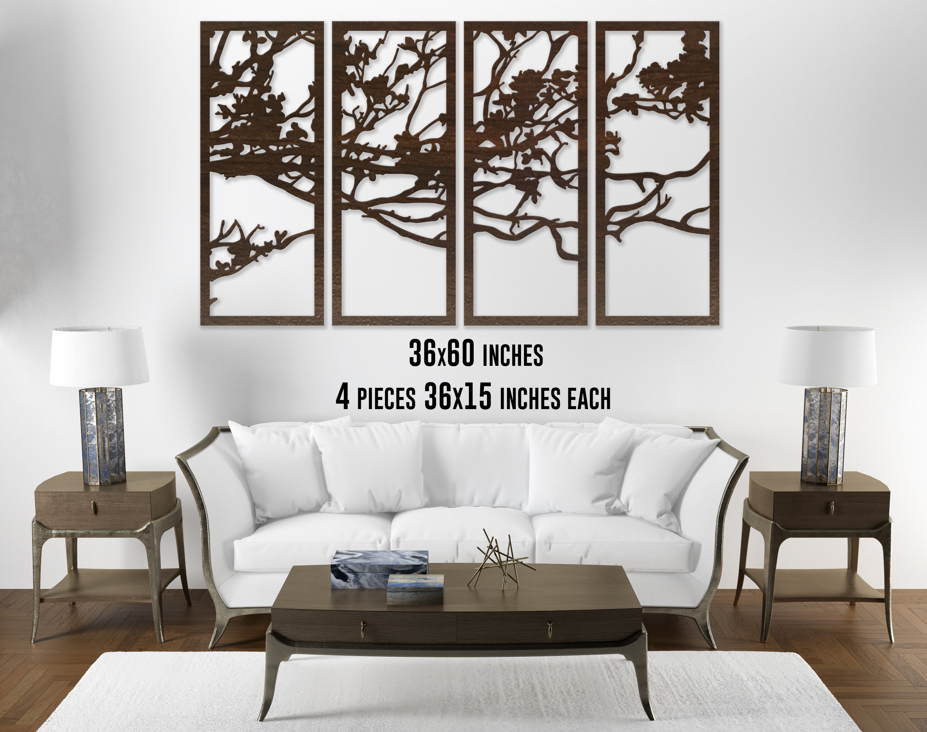Large Tree Wall Art, Tree Decor Wood Wall Panels, Accent Wall Panels, Wood Panel Wall Art Set