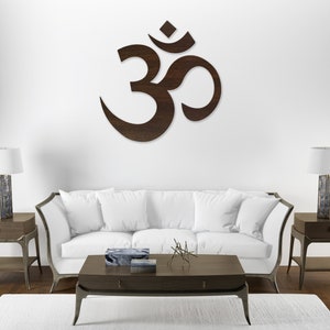 Om sign mandala, Om wall art, Wooden om sign, Meditation room decor, Hindu sign om decor