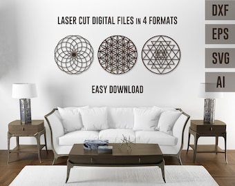 Laser cut files wall art, Sacred geometry svg, Flower of life svg, Sacred Geometry Download, Laser cut wood sign, Sacred geometry digital