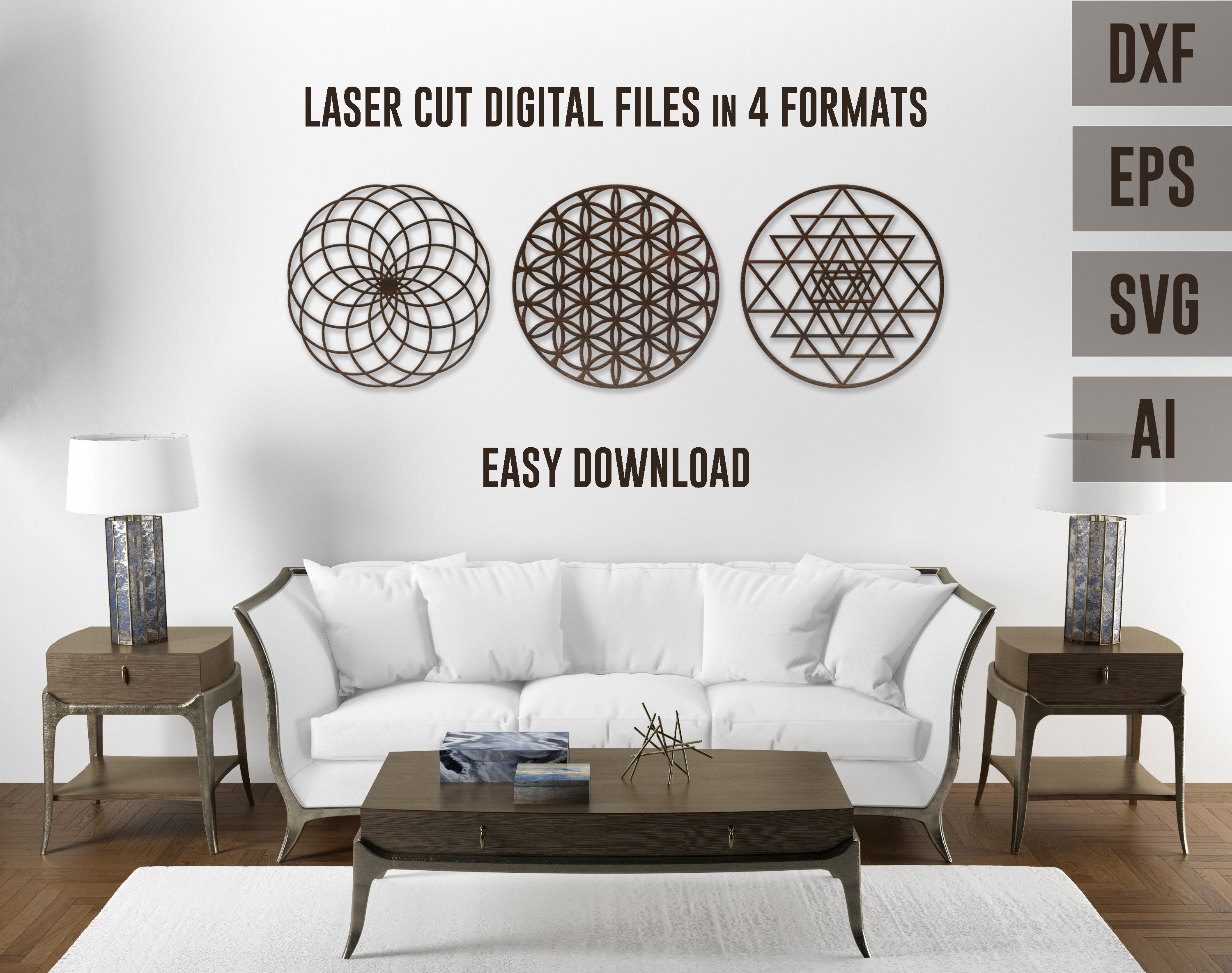Laser Cut Files Wall Art, Sacred Geometry Svg, Flower of Life Svg ...