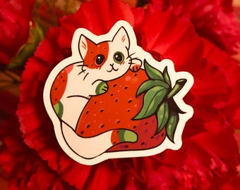 Cute Strawberry Cat Sticker