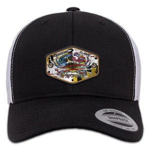 Maryland Ameri Blue Crab 6 Panel Trucker Snap Back Black White Hat