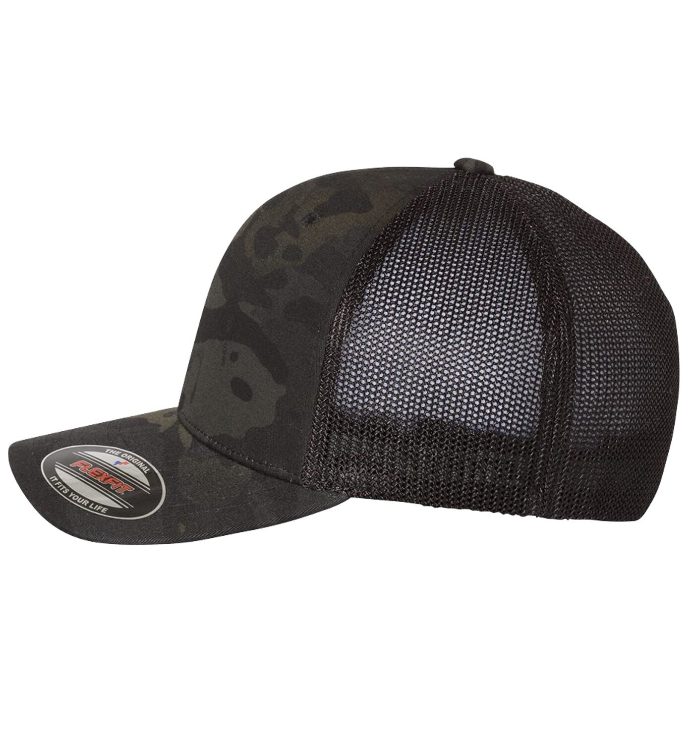 Sheepshead Toothy Critters 6 Panel Trucker Flexfit Mulitcam Camo Black ...