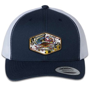 Maryland Ameri Blue Crab 6 Panel Trucker Snap Back Navy White Hat