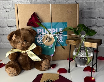 Plant Mother&#39;s Day Gift Box + Card & Teddy | Gifts For Her | Plant Care Package | Engagement Gifts | Anniversary Gifts | Propagation Stand