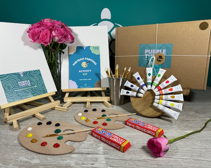 Paint My Partner Date Night Set: Paints, Easels, Canvases, Palettes, Brushes & Guide